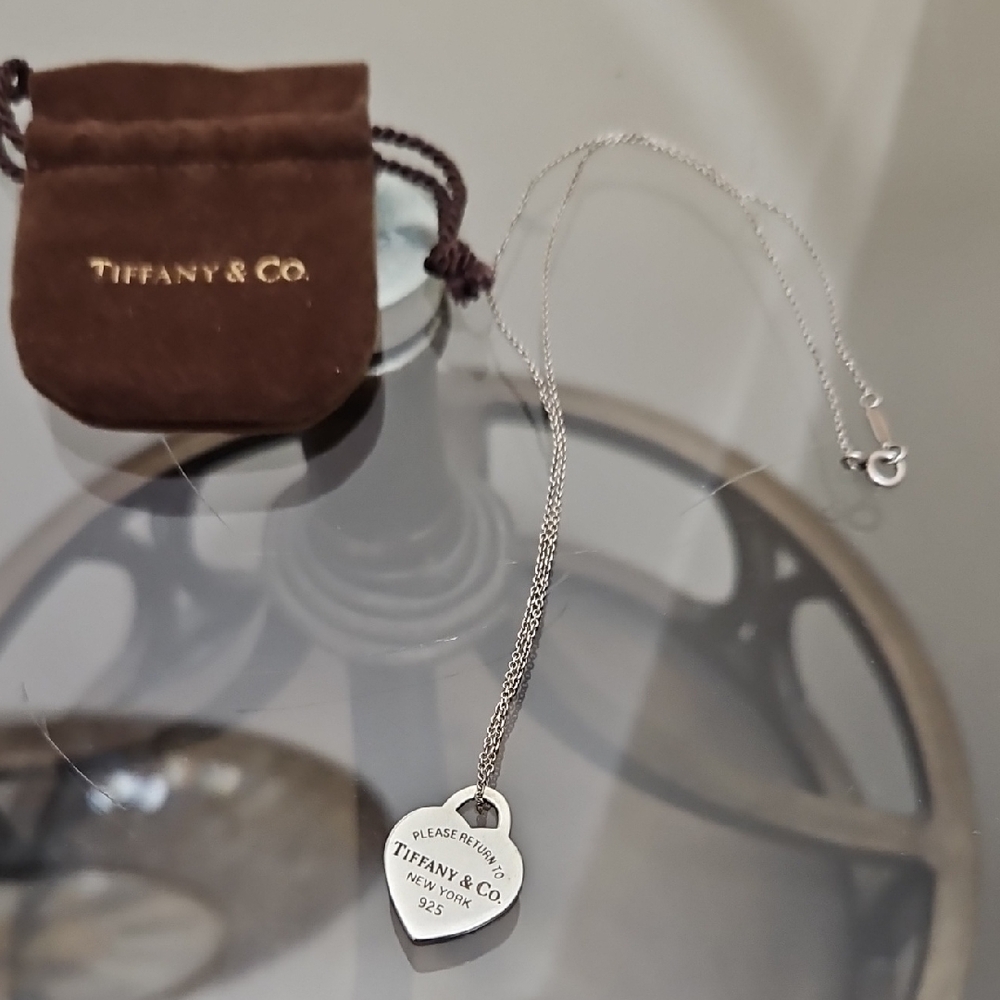 Tiffany & Co. Silver Engraved Heart Necklace
